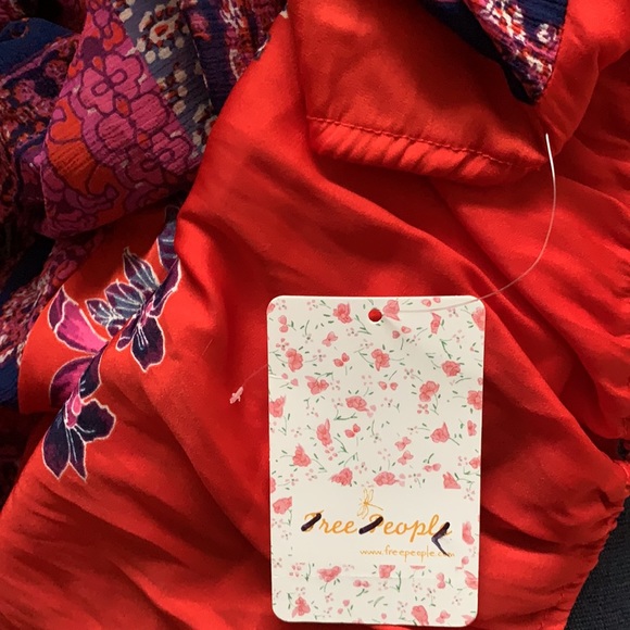 Free People Floral Blouse Orange/Pink/Purple Size XS NEW - Picture 7 of 7